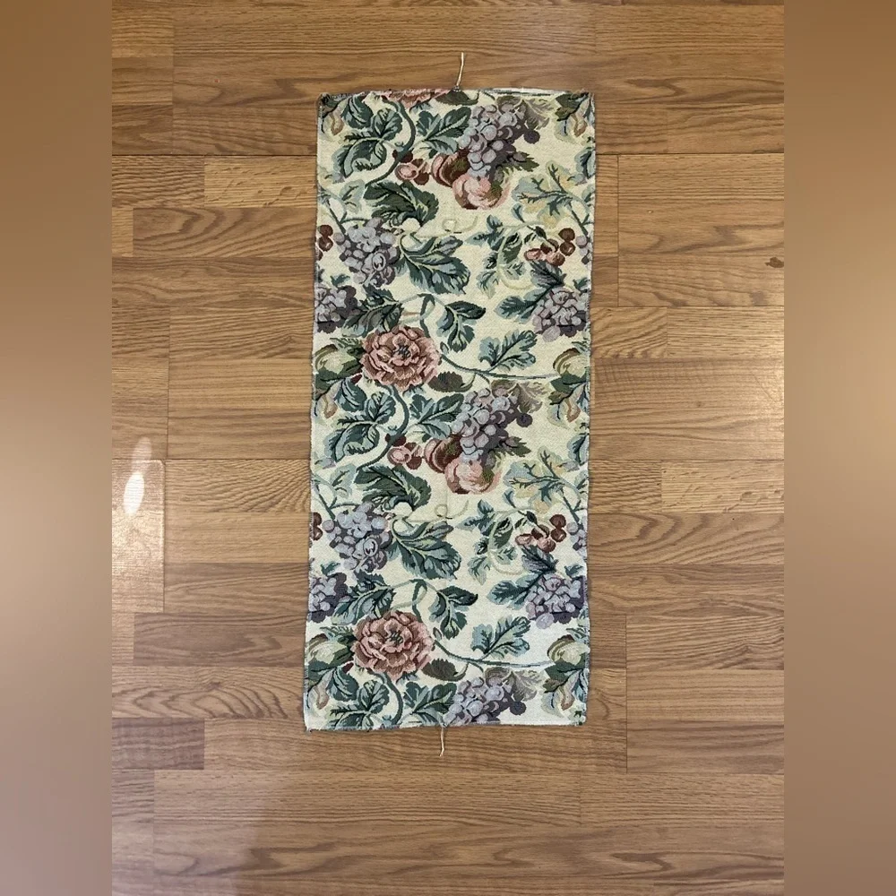 Vintage Floral Tapestry Panel Botanical Jacquard Wall Hanging Cottagecore Decor